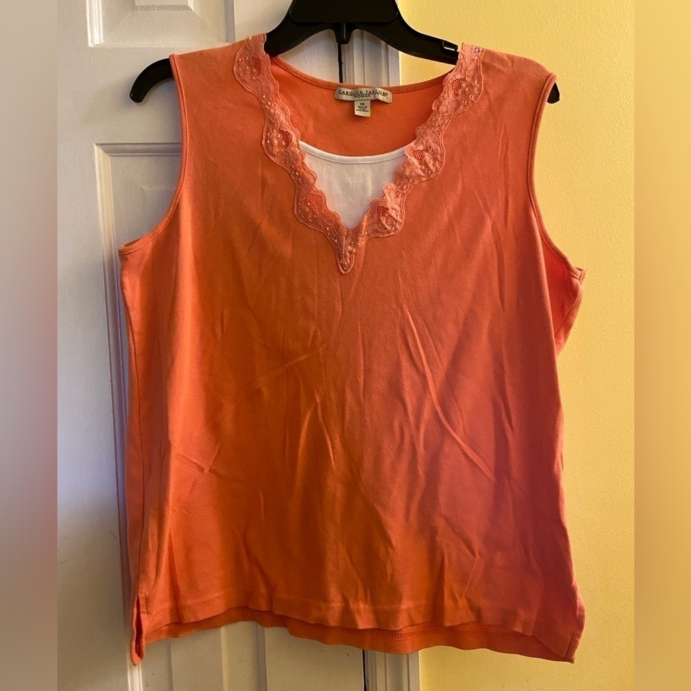Carolyn Taylor Woman Womens Plus Size 1X Apricot Sleeveless Top